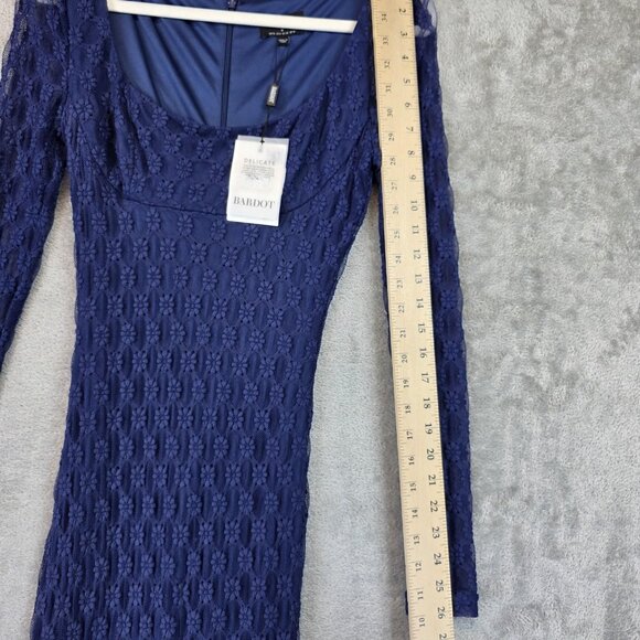 Bardot Dress Womens US 6 Navy Adoni Lace Midi Long Sleeve Floral Evening Formal - Picture 3 of 15